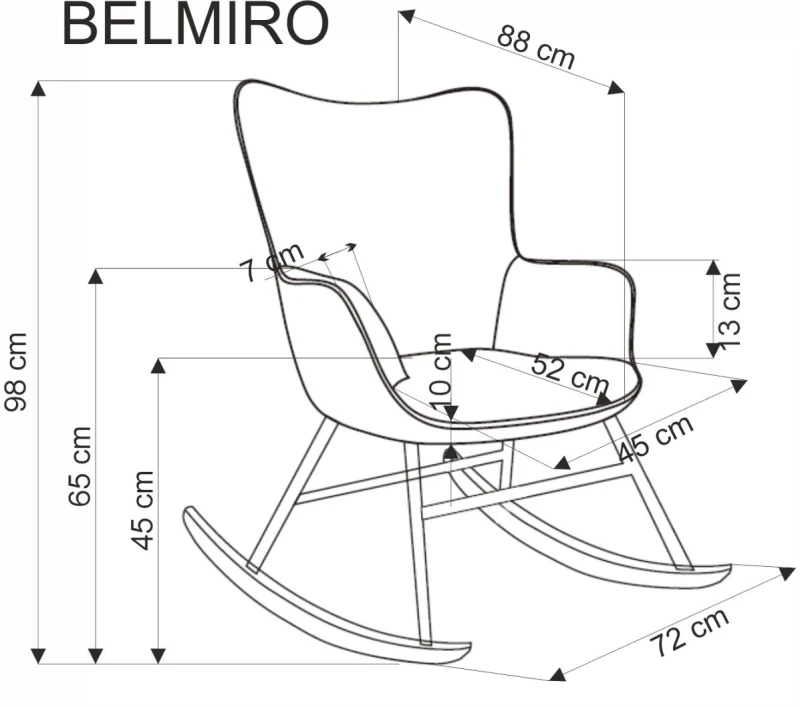 Fotel wypoczynkowy Belmiro z funkcją kołyski do salonu oliwkowy