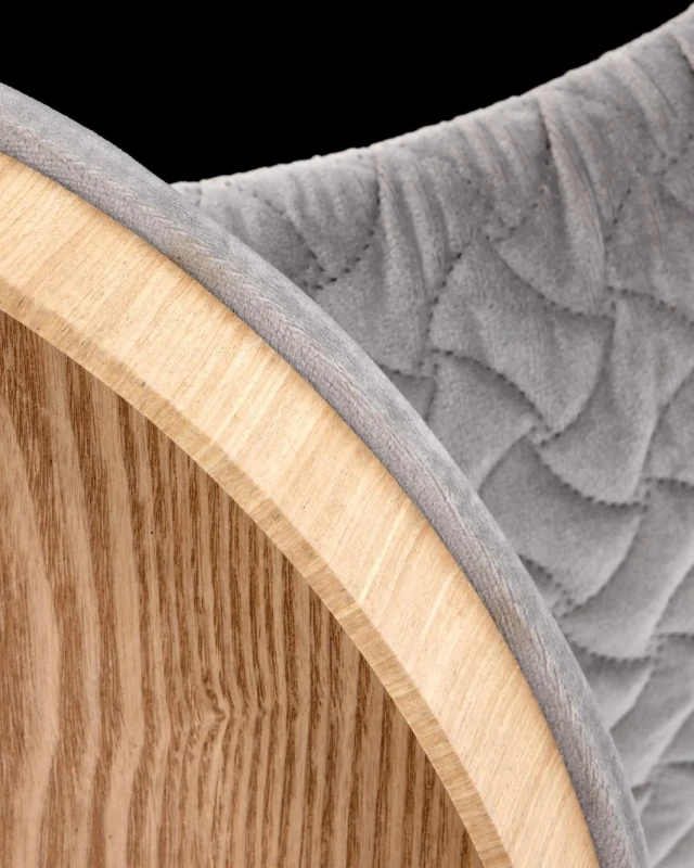 Pufa tapicerowana Bono okrągła ze schowkiem do salonu 54 cm jasny popiel