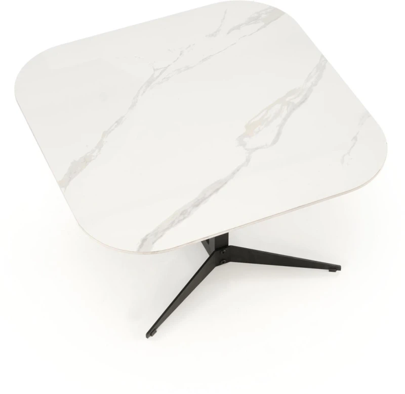 Stolik kawowy Borna kwadratowy do salonu 80 cm biały marmur