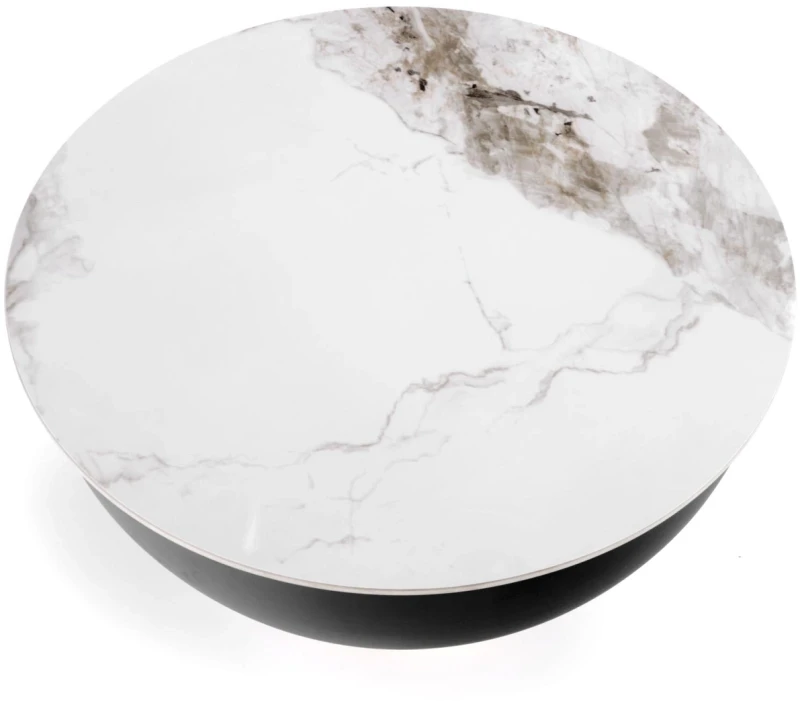 Stolik kawowy Cecilia okrągły do salonu 73 cm biały marmur/popielaty