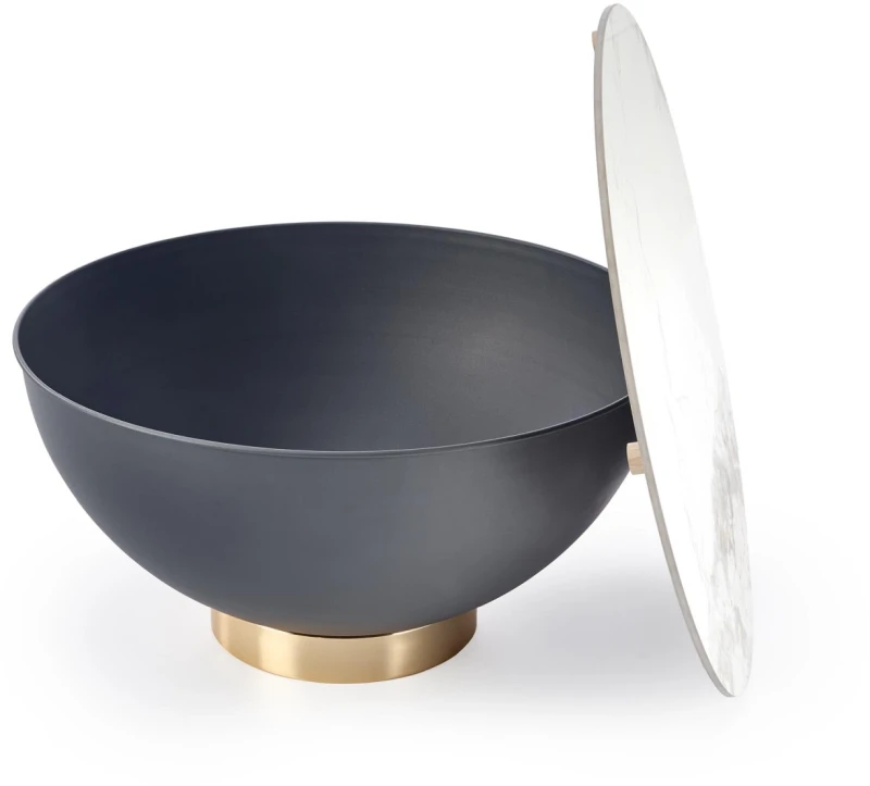 Stolik kawowy Cecilia okrągły do salonu 73 cm biały marmur/popielaty