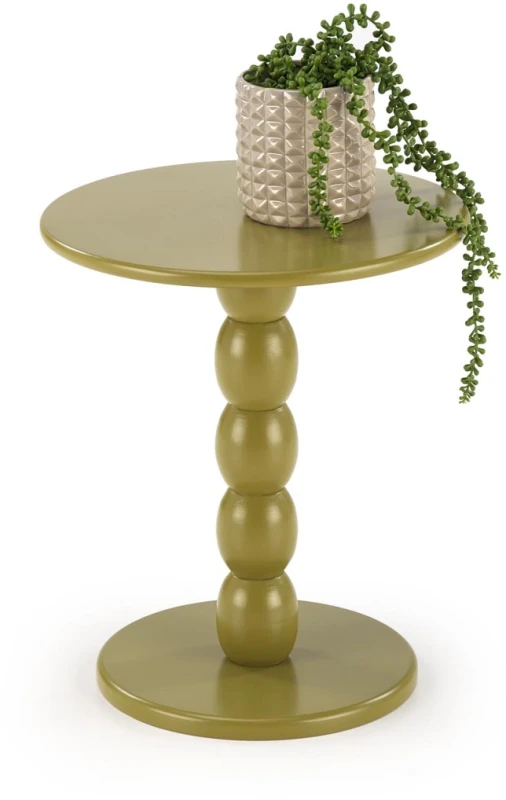 Stolik kawowy Cirilla okrągły do salonu 40 cm oliwkowy