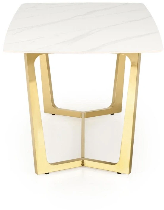 Stół prostokątny Clemente w stylu glamour do jadalni 160 cm biały marmur/złoty