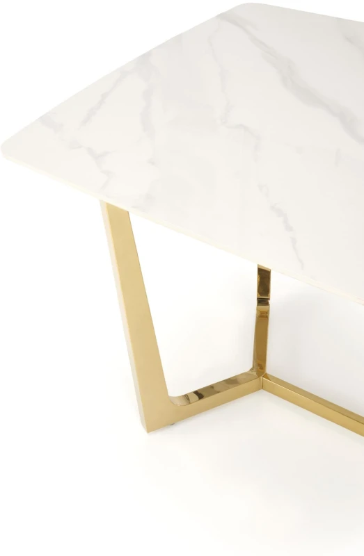 Stół prostokątny Clemente w stylu glamour do jadalni 160 cm biały marmur/złoty