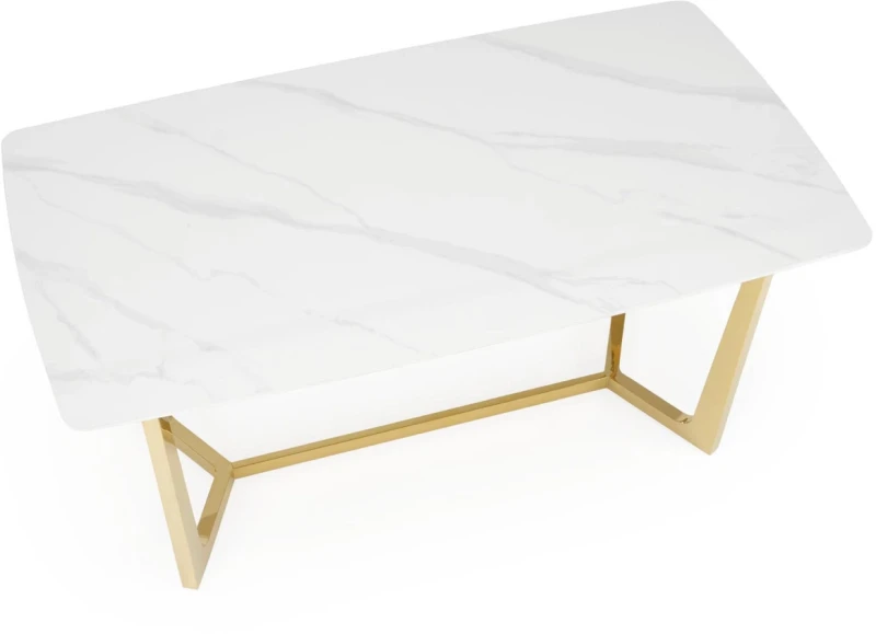 Stół prostokątny Clemente w stylu glamour do jadalni 160 cm biały marmur/złoty
