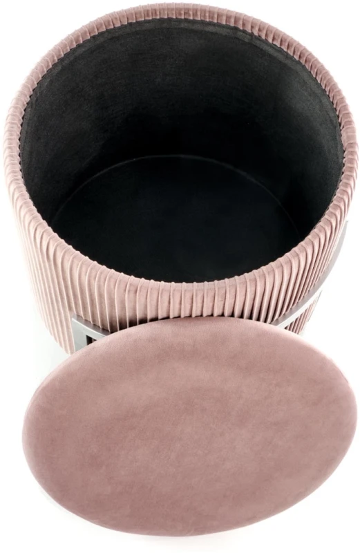 Pufa ze schowkiem Cricket nowoczesna do salonu 40 cm jasny róż