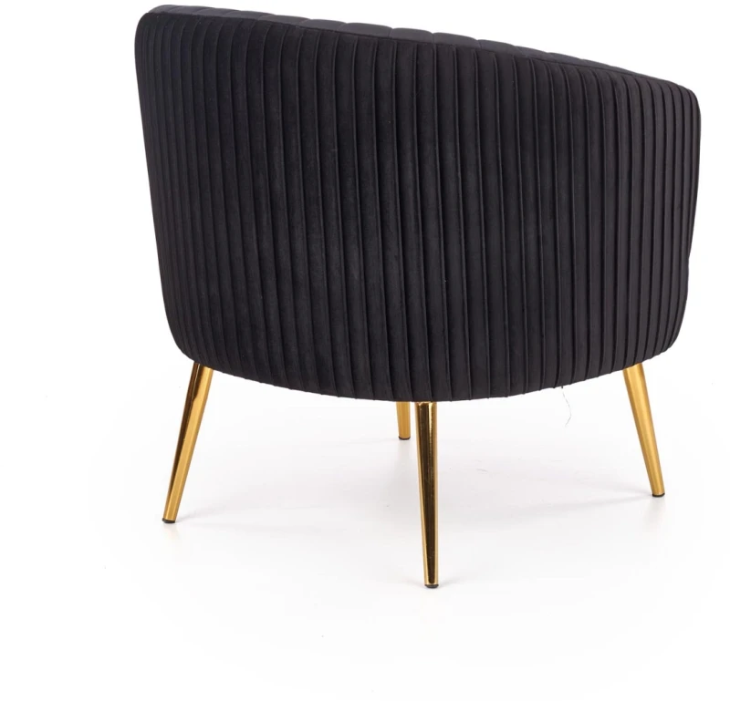 Fotel wypoczynkowy Crown nowoczesny do salonu czarny/złoty