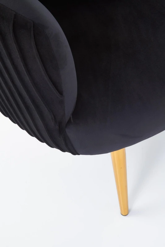 Fotel wypoczynkowy Crown nowoczesny do salonu czarny/złoty