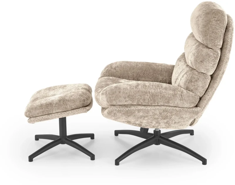 Fotel z podnóżkiem Dario wypoczynkowy z funkcją kołyski do salonu beżowy