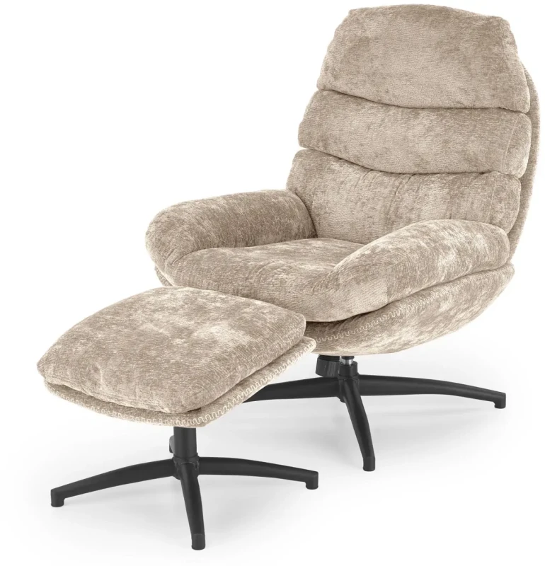 Fotel z podnóżkiem Dario wypoczynkowy z funkcją kołyski do salonu beżowy