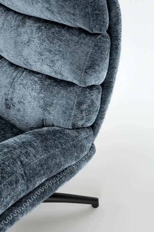 Fotel z podnóżkiem Dario wypoczynkowy z funkcją kołyski do salonu niebieski