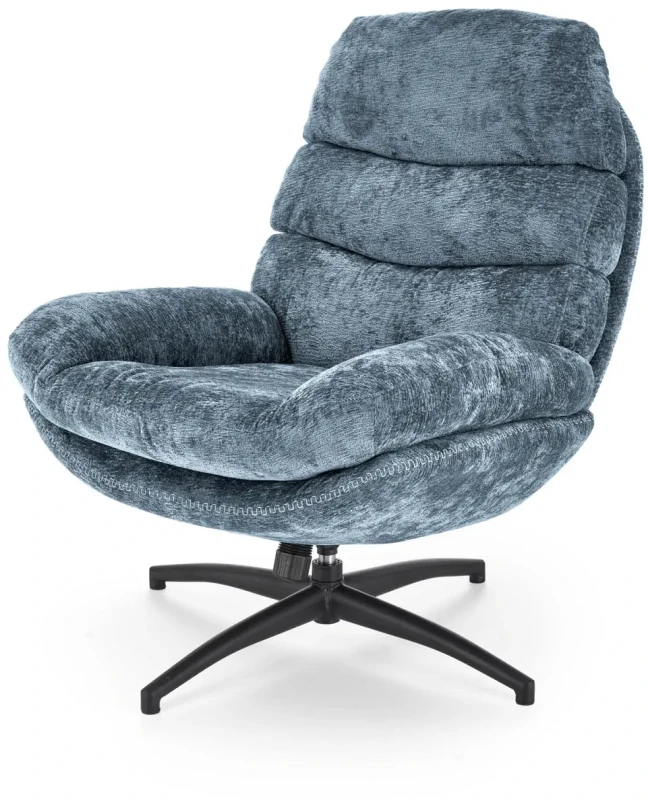 Fotel z podnóżkiem Dario wypoczynkowy z funkcją kołyski do salonu niebieski
