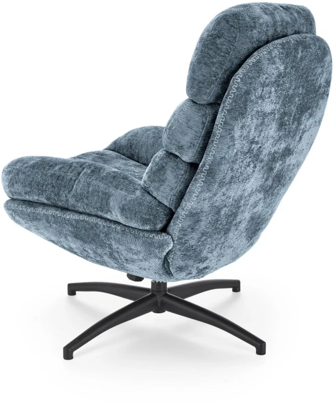 Fotel z podnóżkiem Dario wypoczynkowy z funkcją kołyski do salonu niebieski