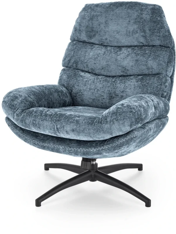 Fotel z podnóżkiem Dario wypoczynkowy z funkcją kołyski do salonu niebieski