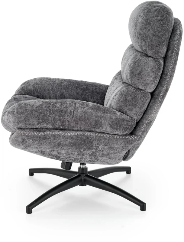 Fotel z podnóżkiem Dario wypoczynkowy z funkcją kołyski do salonu popielaty