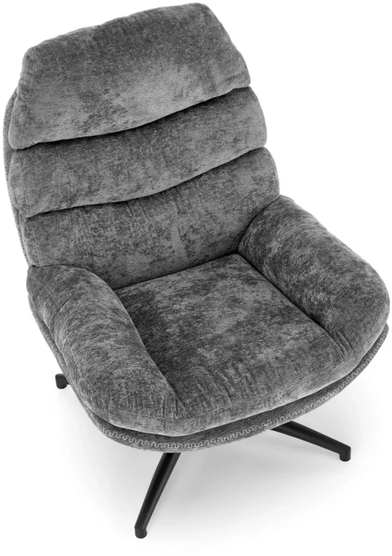 Fotel z podnóżkiem Dario wypoczynkowy z funkcją kołyski do salonu popielaty
