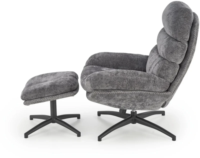 Fotel z podnóżkiem Dario wypoczynkowy z funkcją kołyski do salonu popielaty