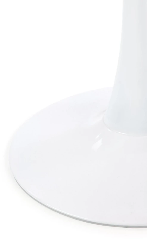 Stół okrągły Denver na jednej nodze do jadalni 80 cm biały marmur