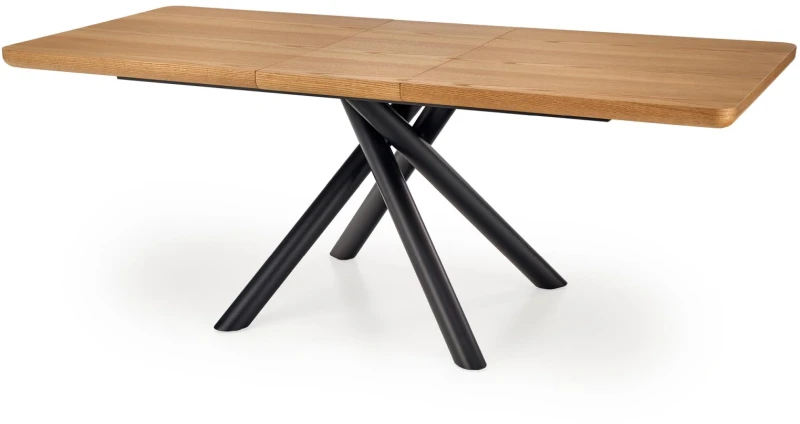 Stół rozkładany Derrick loftowy do jadalni 160-220 cm dąb naturalny/czarny