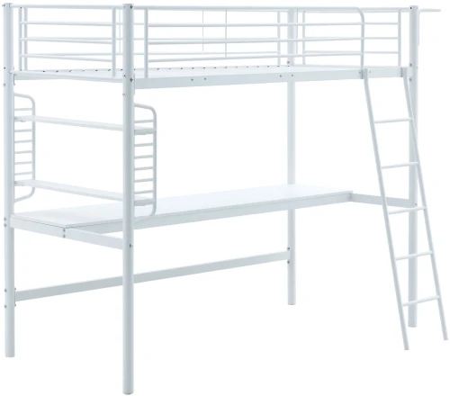 Łóżko piętrowe Dolce z biurkiem i organizerem do pokoju młodzieżowego biały