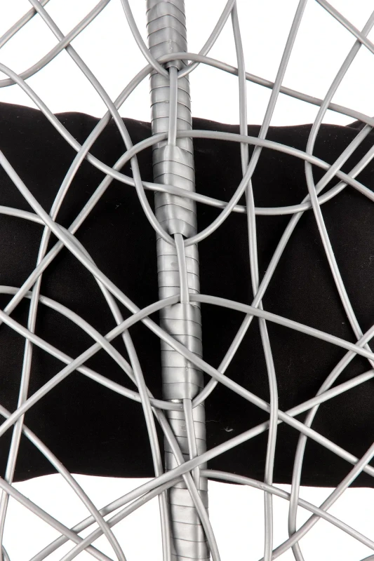 Fotel wiszący Eggy kokon ogrodowy z poduszkami na taras popielaty/czarny