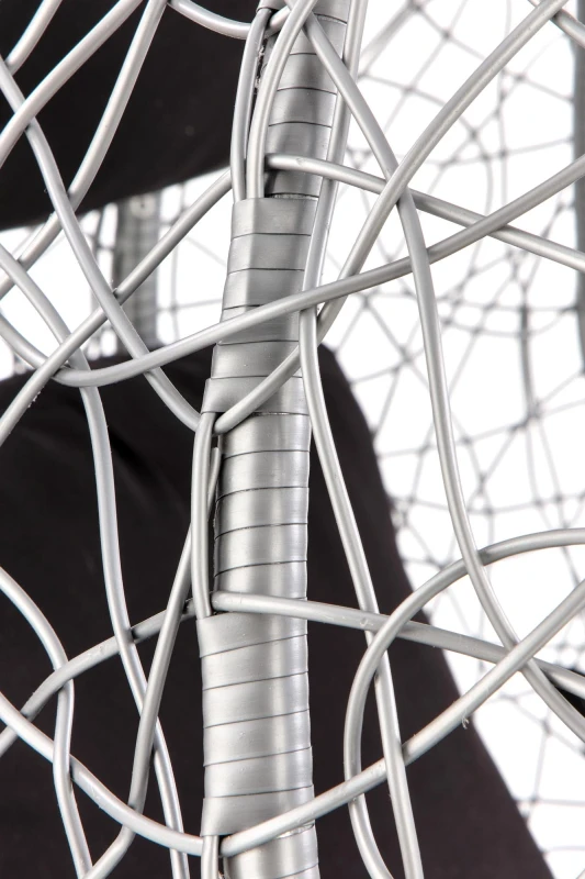 Fotel wiszący Eggy kokon ogrodowy z poduszkami na taras popielaty/czarny