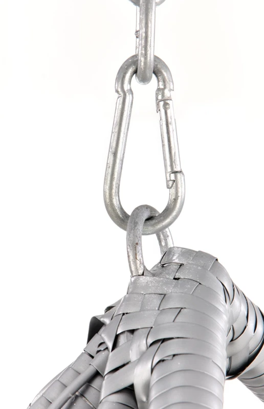 Fotel wiszący Eggy kokon ogrodowy z poduszkami na taras popielaty/czarny