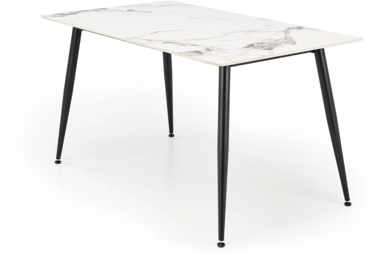 Stół prostokątny Emilio nowoczesny do kuchni 140 cm biały marmur/czarny