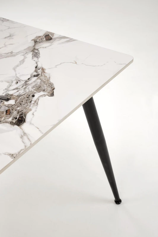 Stół prostokątny Emilio nowoczesny do kuchni 140 cm biały marmur/czarny