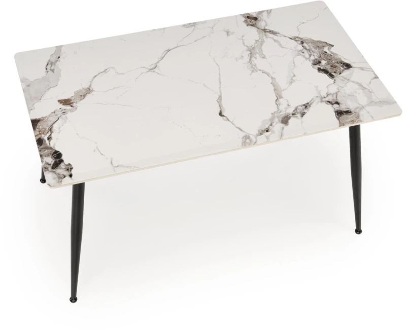 Stół prostokątny Emilio nowoczesny do kuchni 140 cm biały marmur/czarny