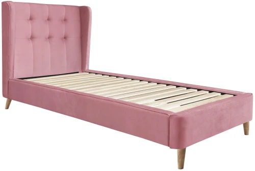 Łóżko pojedyncze Estella z pikowanym zagłówkiem do pokoju młodzieżowego 90x200 cm różowy