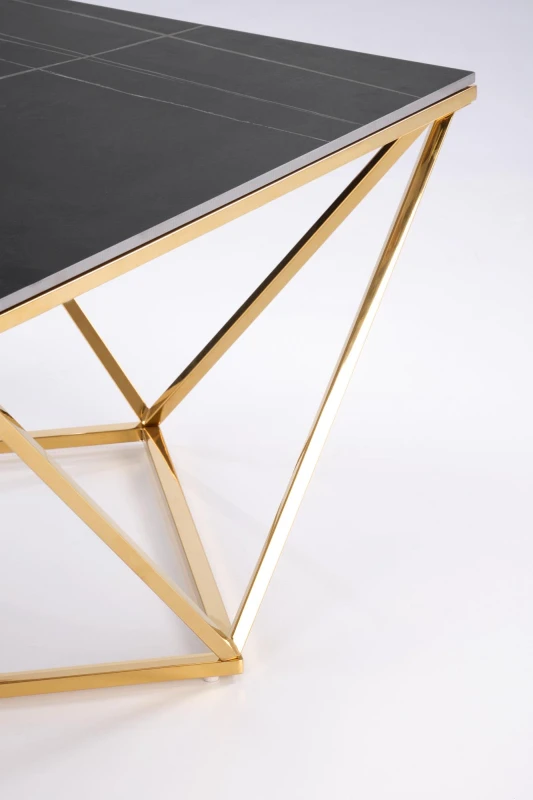 Stolik kawowy Felicia nowoczesny do salonu 80 cm złoty/czarny marmur