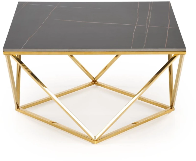 Stolik kawowy Felicia nowoczesny do salonu 80 cm złoty/czarny marmur