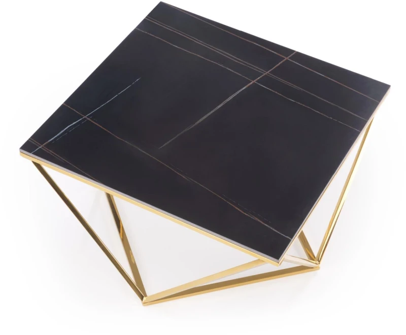 Stolik kawowy Felicia nowoczesny do salonu 80 cm złoty/czarny marmur