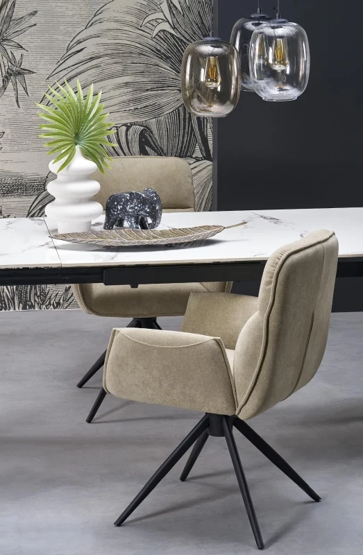 Stół rozkładany Felix nowoczesny do jadalni 141-201 cm biały marmur/czarny