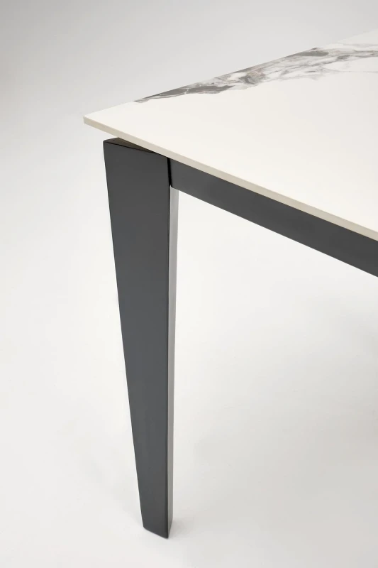 Stół rozkładany Felix nowoczesny do jadalni 141-201 cm biały marmur/czarny