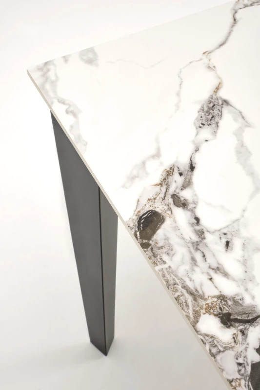 Stół rozkładany Felix nowoczesny do jadalni 141-201 cm biały marmur/czarny