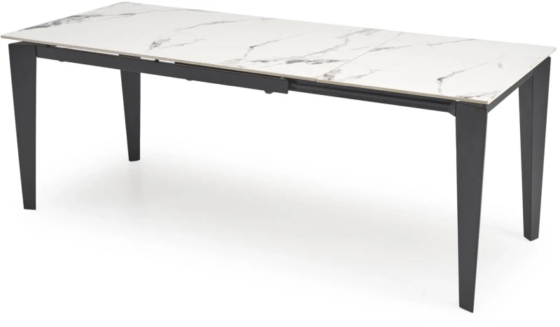 Stół rozkładany Felix nowoczesny do jadalni 141-201 cm biały marmur/czarny