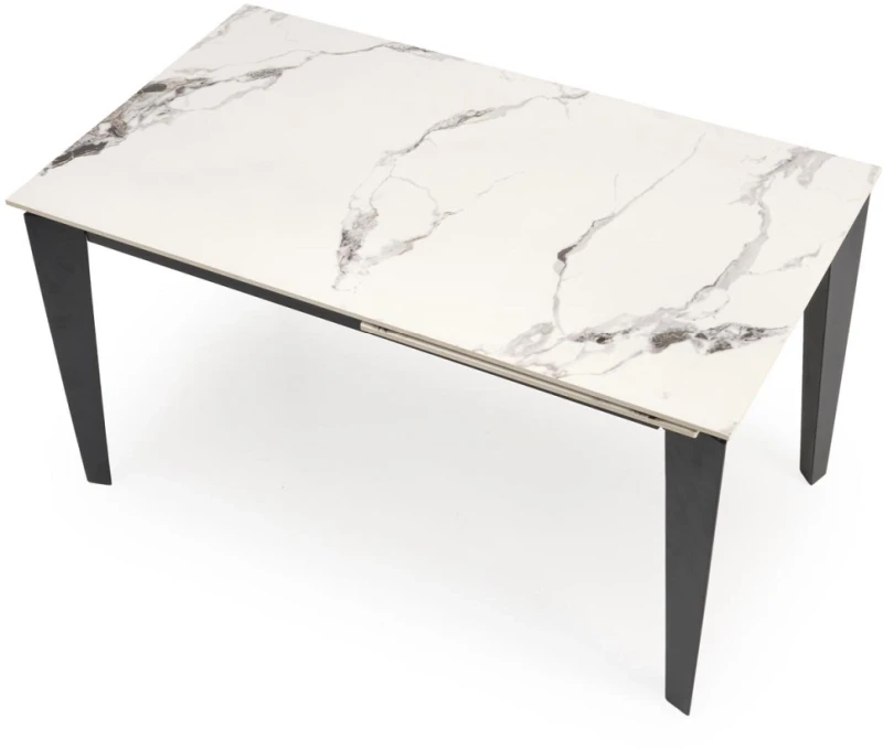 Stół rozkładany Felix nowoczesny do jadalni 141-201 cm biały marmur/czarny