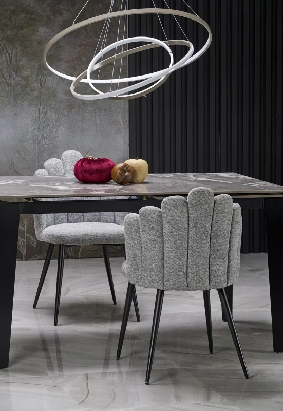 Stół rozkładany Felix nowoczesny do jadalni 141-201 cm popielaty marmur/czarny