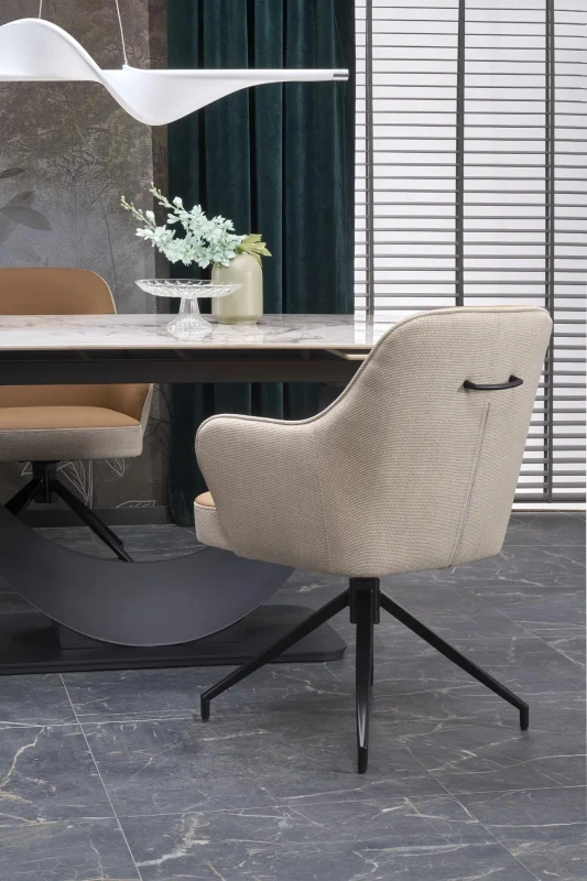 Stół rozkładany Fernando nowoczesny do jadalni 160-240 cm biały marmur/czarny