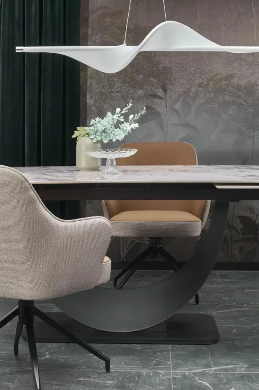 Stół rozkładany Fernando nowoczesny do jadalni 160-240 cm biały marmur/czarny