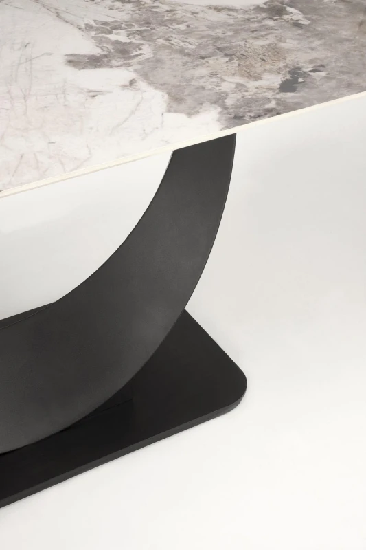 Stół rozkładany Fernando nowoczesny do jadalni 160-240 cm biały marmur/czarny