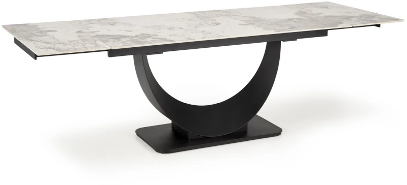 Stół rozkładany Fernando nowoczesny do jadalni 160-240 cm biały marmur/czarny