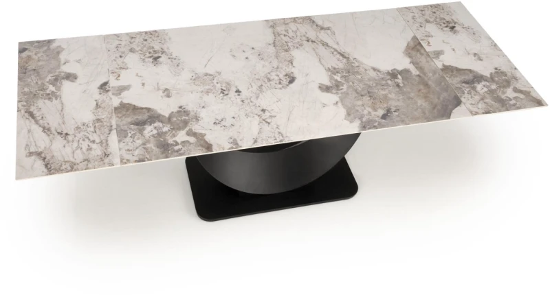Stół rozkładany Fernando nowoczesny do jadalni 160-240 cm biały marmur/czarny