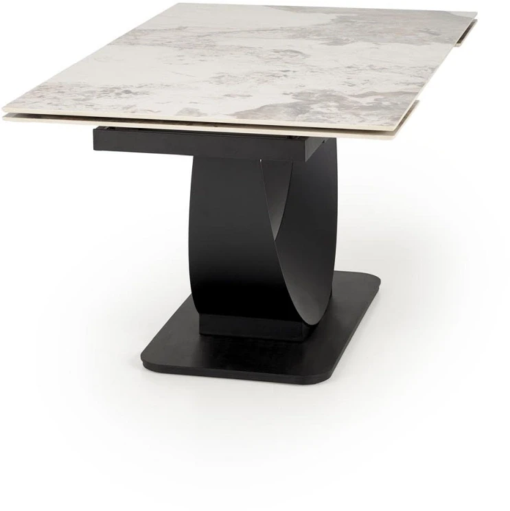 Stół rozkładany Fernando nowoczesny do jadalni 160-240 cm biały marmur/czarny