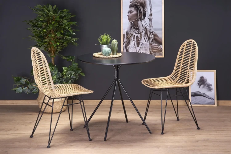 Stół okrągły Fondi nowoczesny do salonu 80 cm czarny
