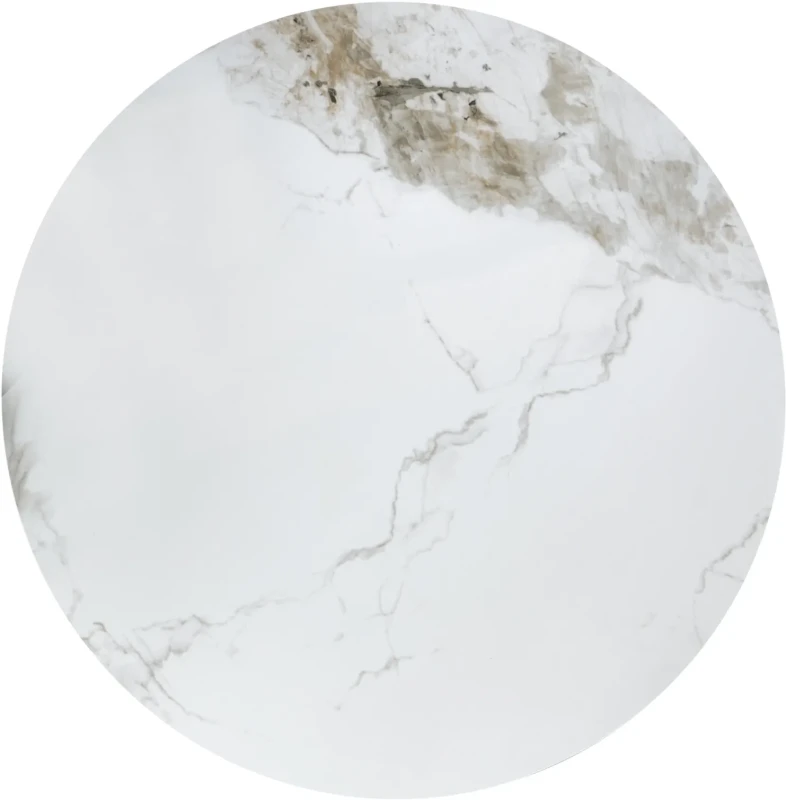 Stolik kawowy Genesis okrągły do salonu 70 cm biały marmur/orzechowy