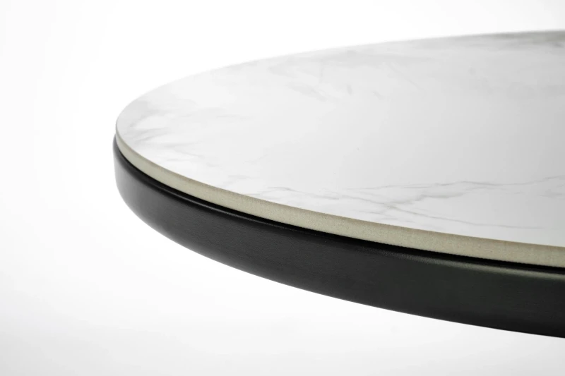 Stolik kawowy Genesis okrągły do salonu 70 cm biały marmur/orzechowy