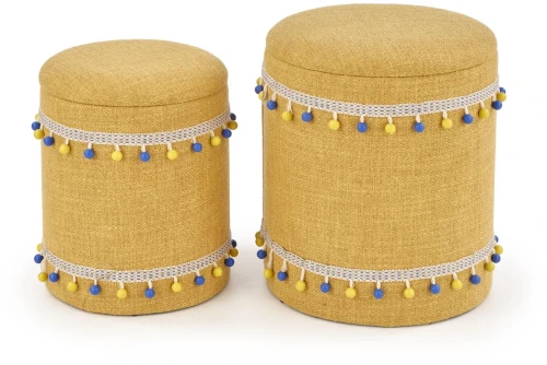 Zestaw 2 puf Grado z funkcją pojemnika do salonu żółty